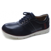 Mens chic two tone navy synthetic leather diagonal line decoration multi color eyelet lace up urethane sole casual fashion shoes