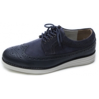Mens navy wing tip punching two tone synthetic leather eyelet lace up casual shoes fashion sneakers