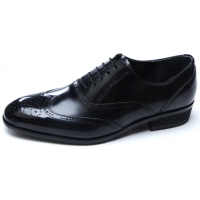 Mens chic wing tip round toe Black Leather lace up closure punching detail dress shoes