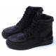 Mens black synthetic leather padding entrance zip lace up combat sole ankle boots