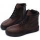 mens brown synthetic leather padding entrance zip lace up combat sole ankle boots