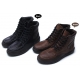 mens brown synthetic leather padding entrance zip lace up combat sole ankle boots