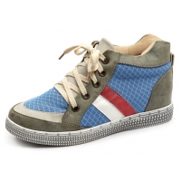 Women khaki vintage multi color eyelet lace up hidden insole high top fashion sneakers