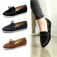 womens black brown navy synthetic leather classic style boat shoes