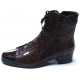 Mens brown leather classic steam punk style eyelet lace up two tone wrinkle glossy toe ankle boots