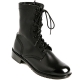 Mens black real Leather round toe side zipper lace up combat ankle boots US 6.5 - 11.5