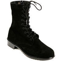 Mens black real suede side zipper lace up combat boots US 6.5 - 10.5