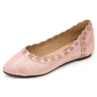 womens glitter pink synthetic leather geometric punching detail pointed toe hidden wedge insole flat﻿﻿