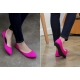womens hot pink synthetic fabric pointed toe flat