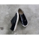 womens black synthetic leather plain toe lace up contrast stitch espedrille oxford