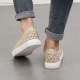 womens beige cap toe front & back stud detail both side elastic band white platform fashion sneakers﻿﻿
