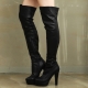 Womens celebrity thigh high zip closure at side almond toe high platform boots
