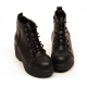 women's rock chic black synthetic leather round toe thick platform wedge heels boots