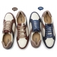 Mens celebrity look comfort multi color contrast stitch brown synthetic leather eyelet lace up casual shoes US7-US10.5