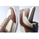 Mens celebrity look comfort multi color contrast stitch brown synthetic leather eyelet lace up casual shoes US7-US10.5