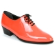 Mens glossy orange plain toe lace up high heels oxfords korea comfortable dress shoes