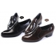 Mens round toe brown cow leather rubber sole loafers high heels Dress shoes US 6.5 - 10.5