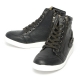 women's rock chic back buckle rising toe lace up sneakers side zip closure shoes black Khaki White