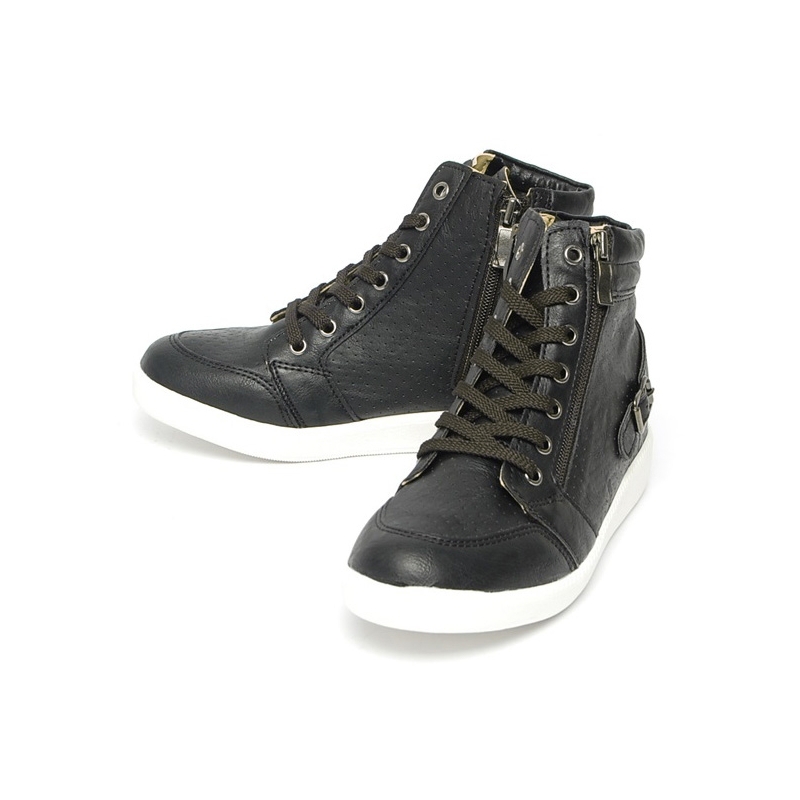 back buckle rising toe lace up sneakers side zip closure shoes