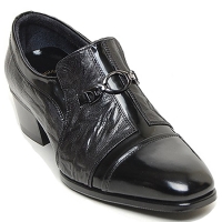 Mens black cap toe cow leather rubber sole loafers cuban heels Dress shoes US 6.5 - 10