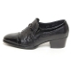 Mens black cap toe cow leather rubber sole loafers cuban heels Dress shoes US 6.5 - 10