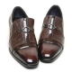 Mens brown cap toe cow leather rubber sole loafers cuban heels Dress shoes US 6.5 - 10