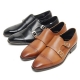 Mens brown two buckle  monk straight tip Dress shoes made in KOREA US 6.5 - 10.5