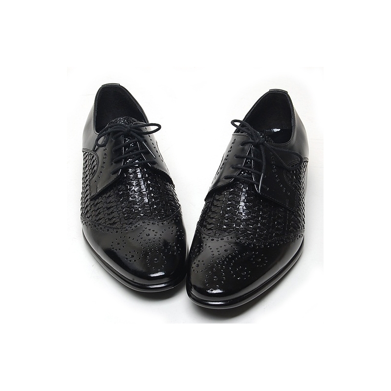 Mens black wing tip punching mesh lace up Dress shoes made in KOREA US ...