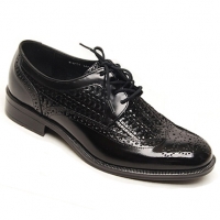 Mens black punching wing tip lace up Dress shoes made in KOREA US 6.5 - 10.5