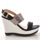 Womens chic celebrities classic style contrast tone wedges buckle sling back sandals shoes