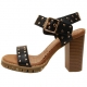 Womens chic celebrities studded ankle strap sandals black brown