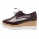 womens synthetic leather wood grain pattern platform lace up oxfords black beige wine