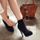 Womens almond toe hidden platform killer heels ankle boots black brown