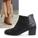 Womens almond toe side zipper mid heels ankle boots black brown