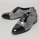 Mens synthetic leather glitter silver & dot black Lace up Shoes