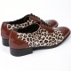 Mens synthetic leather glitter brown & leopard pattern Lace up Shoes
