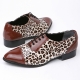 Mens synthetic leather glitter brown & leopard pattern Lace up Shoes