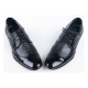 Mens black leather wing tip lace up dress shoes