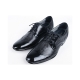 Mens black leather wing tip lace up dress shoes