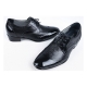 Mens black leather wing tip lace up dress shoes