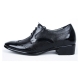 Mens black leather wing tip lace up dress shoes