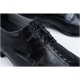 Mens black leather wing tip lace up dress shoes