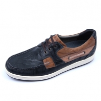 Mens navy leather non-slip rubber sole sports fashion casual sneakers boat shoes