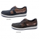 Mens navy leather non-slip rubber sole sports fashion casual sneakers boat shoes