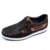 Mens khaki leather non-slip rubber sole sports fashion casual sneakers boat shoes