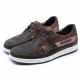 Mens khaki leather non-slip rubber sole sports fashion casual sneakers boat shoes