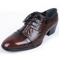 Mens real Leather straight tip wrinkle brown lace up dress shoes made in KOREA US6-US10
