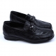 Mens real wrinkle Leather front chain decoration casual black loafers made in KOREA US6.5-US10.5