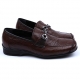 Mens real wrinkle Leather front chain decoration casual brown loafers made in KOREA US6.5-US10.5