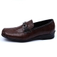 Mens real wrinkle Leather front chain decoration casual brown loafers made in KOREA US6.5-US10.5